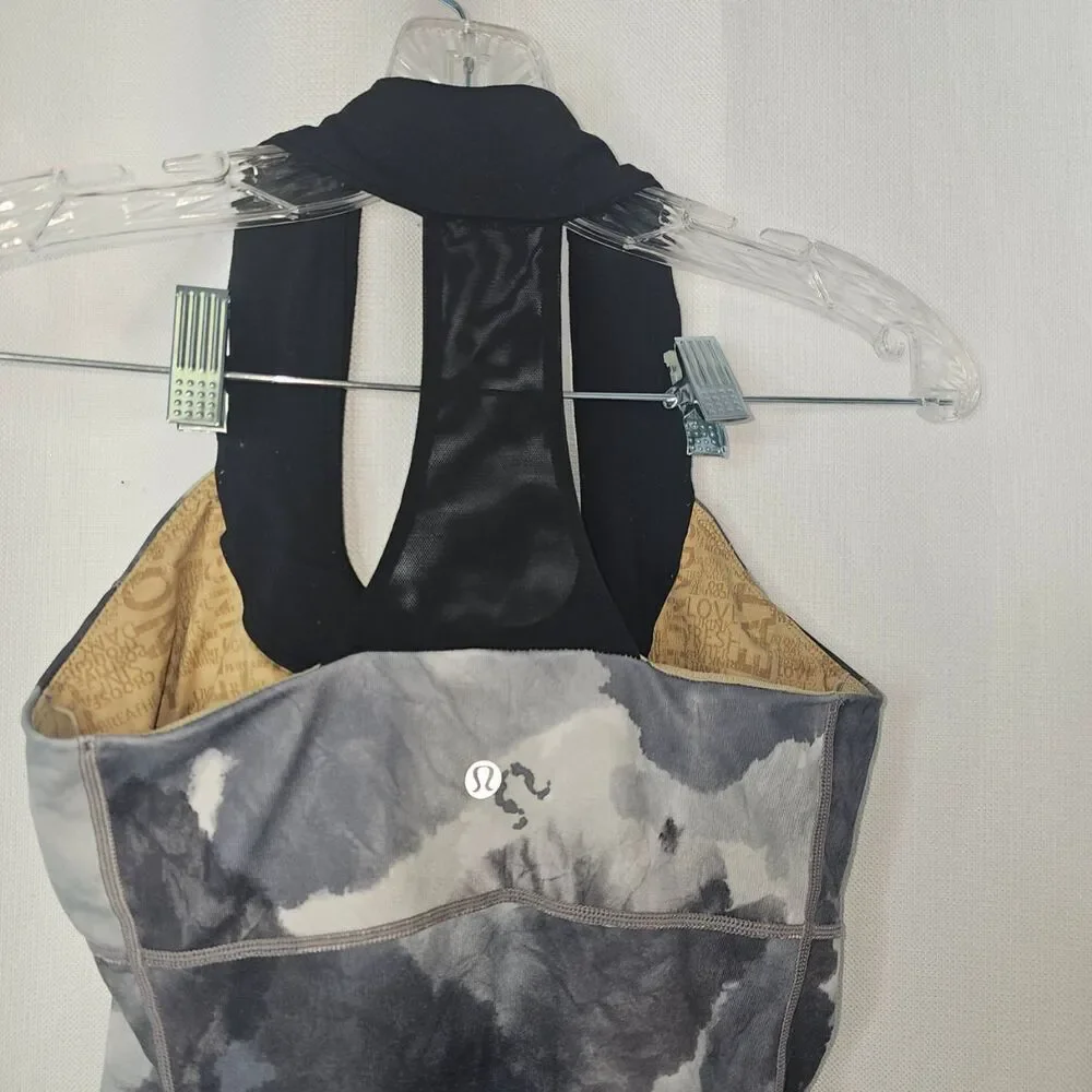 Lululemon Tank Top Womens Size 6 Black Grey Tie Dye Racerback Athletics Yoga